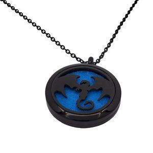 Black Dragon Pendant Essential Oil Necklace Hypoallergenic Game of Thrones Vibes